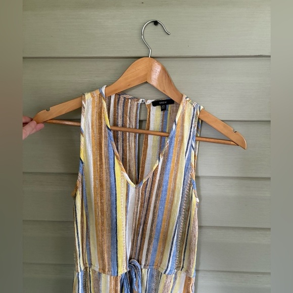 DREW striped linen rayon jumpsuit summer vacation Anthropologie sz XS cropped - Picture 15 of 16